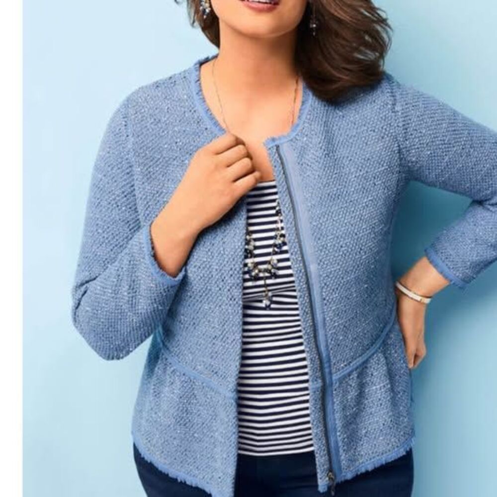 Talbots Woman Exclusive Space-Dyed Tweed Sweater Jacket